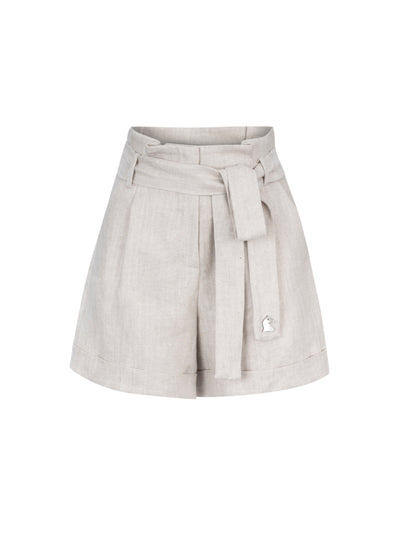 Afternoon at the Palace Keten Şort - Yulaf Rengi