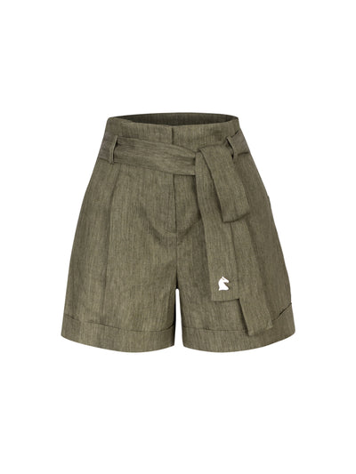 Afternoon at the Palace Keten Şort - Haki