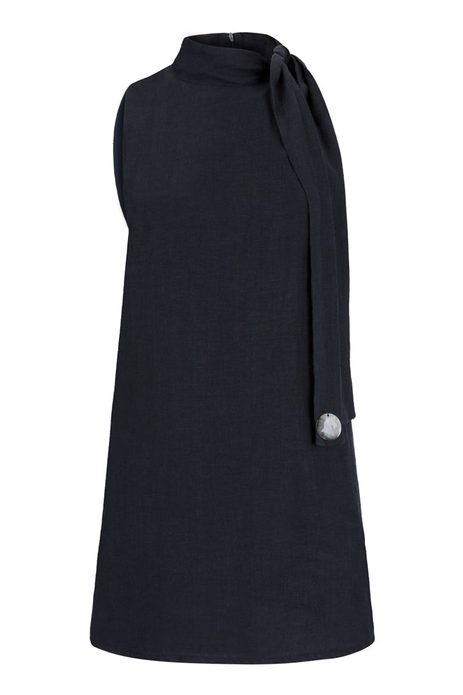 Lacivert mini keten elbise | yazlık elbise | Dor Raw Luxury