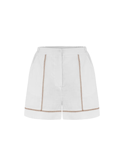 A Short Talk Keten Şort - Beyaz