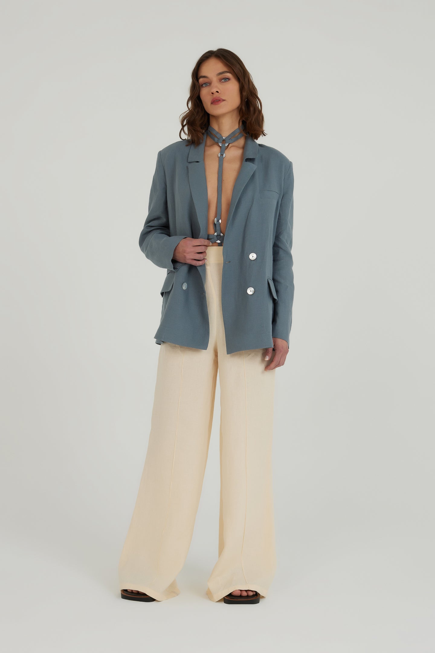 Soulskin Keten Pantolon - Beyaz ürün detayı 4 | Dor Raw Luxury