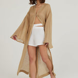 Exhale Keten Şort - Beyaz