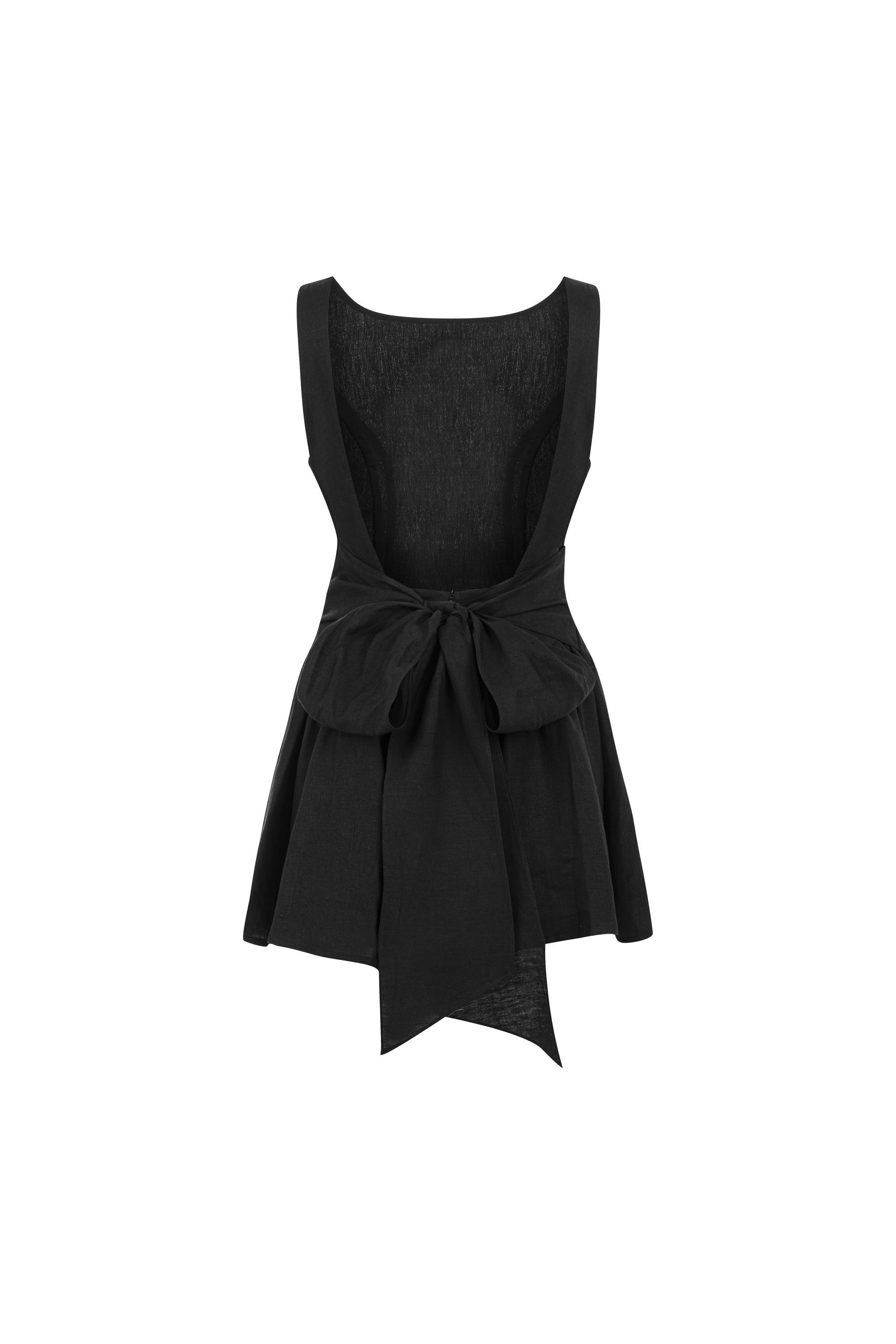 Imprint Linen Dress - Black