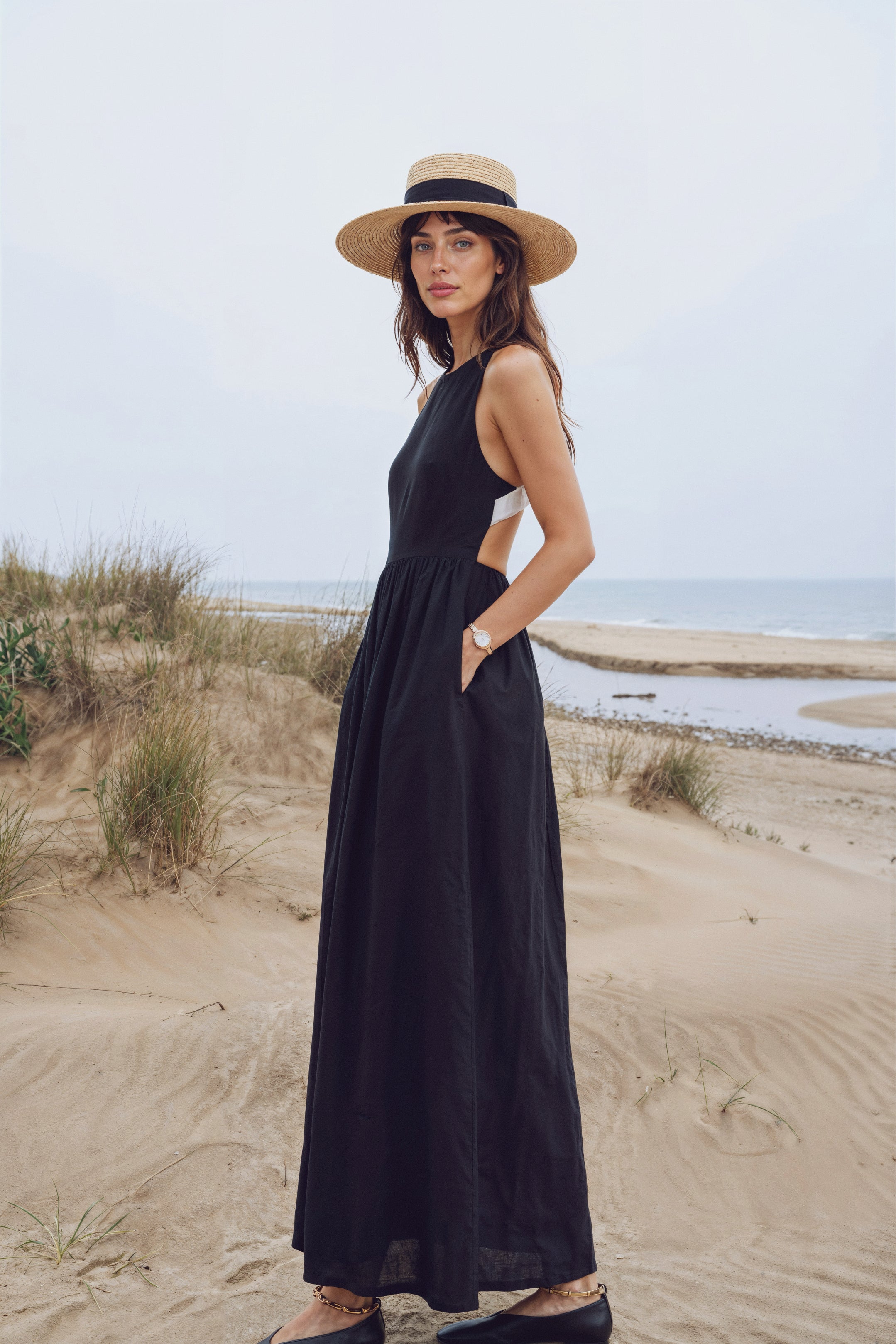 Brine Linen Dress - Black