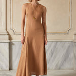 Tomorrow Keten Elbise - Camel ürün detayı 2 | Dor Raw Luxury