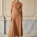 Tomorrow Keten Elbise - Camel ürün detayı 2 | Dor Raw Luxury