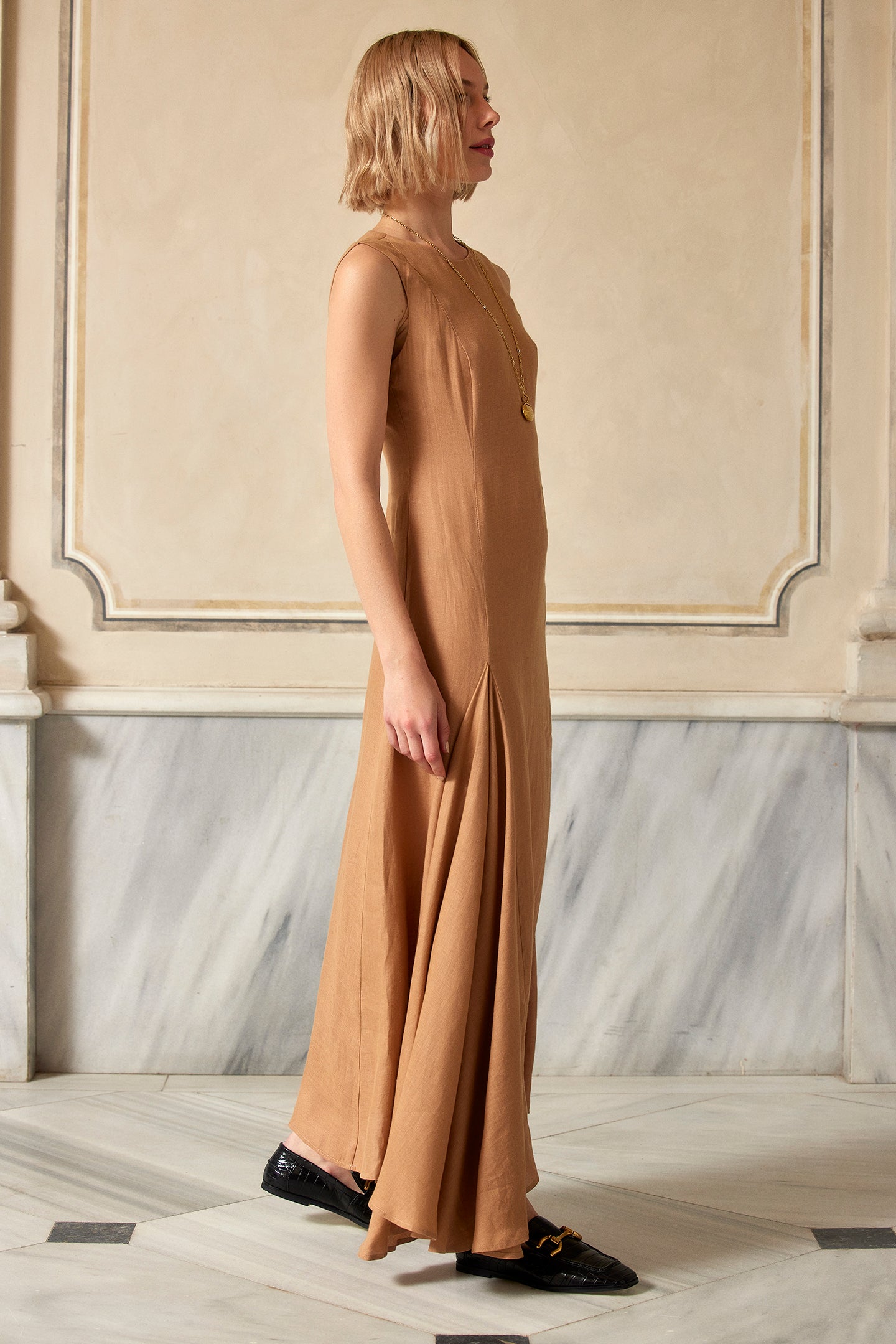 Tomorrow Keten Elbise - Camel ürün detayı 3 | Dor Raw Luxury