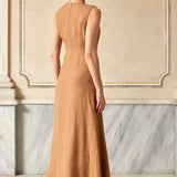 Tomorrow Keten Elbise - Camel ürün detayı 4 | Dor Raw Luxury
