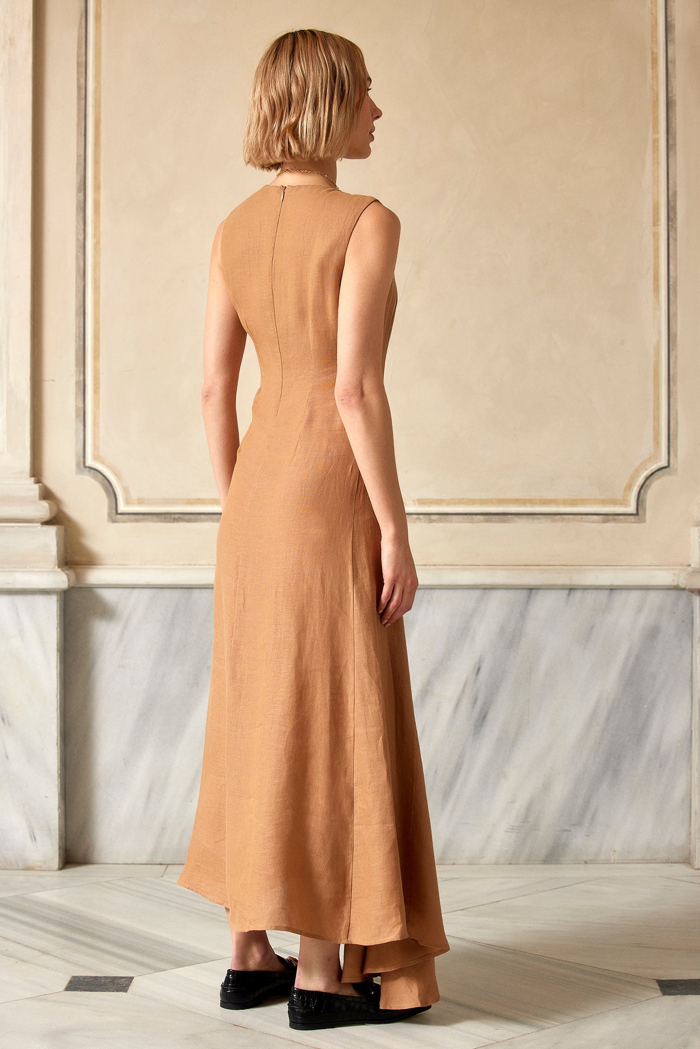 Tomorrow Keten Elbise - Camel ürün detayı 4 | Dor Raw Luxury