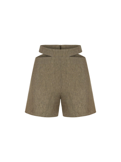 Exhale Keten Şort - Haki