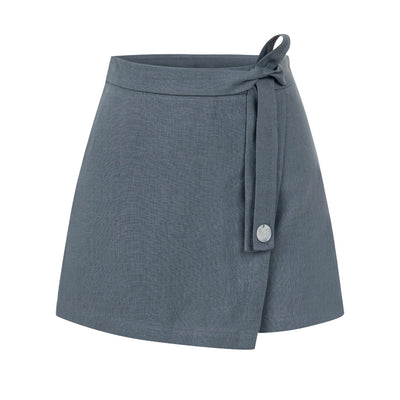 Farewell to Coimbra Keten Şort Etek - Kayrak Mavi