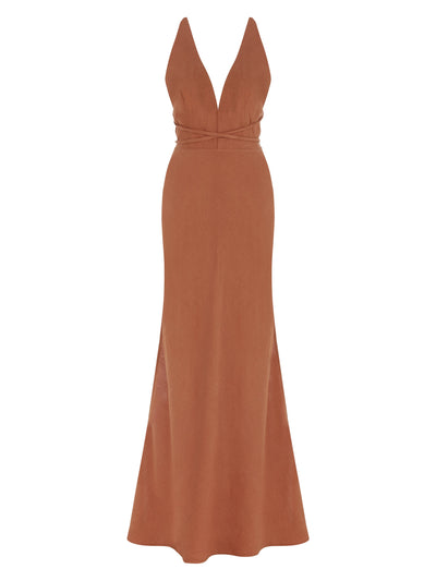 The Sand Castle Linen Dress - Brick
