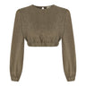 Koyu Haki keten crop bluz | yazlık bluz | Dor Raw Luxury