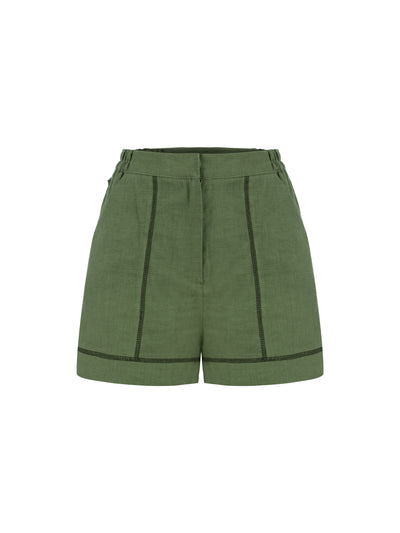 A Short Talk Keten Şort - Yeşil